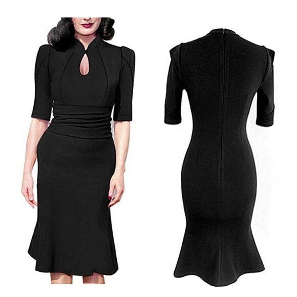 Dresses & Skirts - 1940s Retro Black Midi Dress